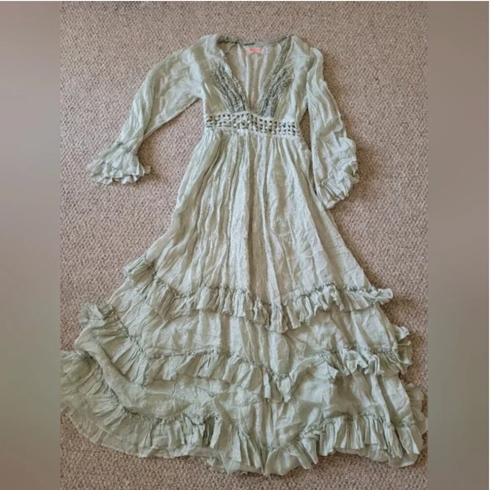 Free People Sage Green Maxi Dress with Ruffle Tiers - Picture 9 of 9